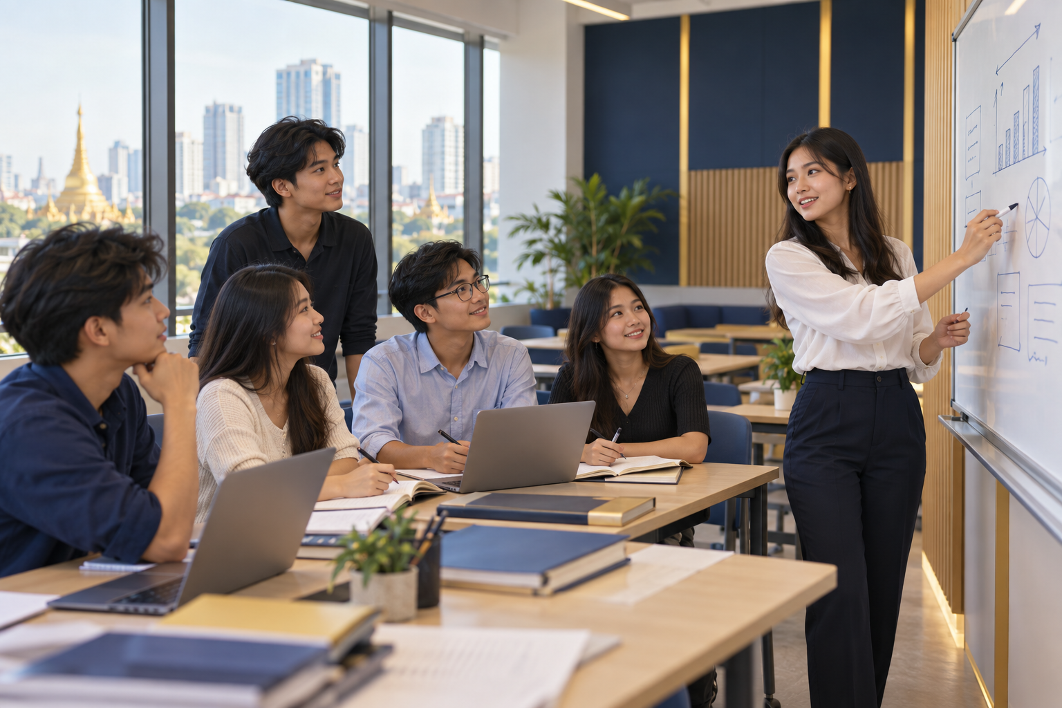 Students taking part in a classroom activity