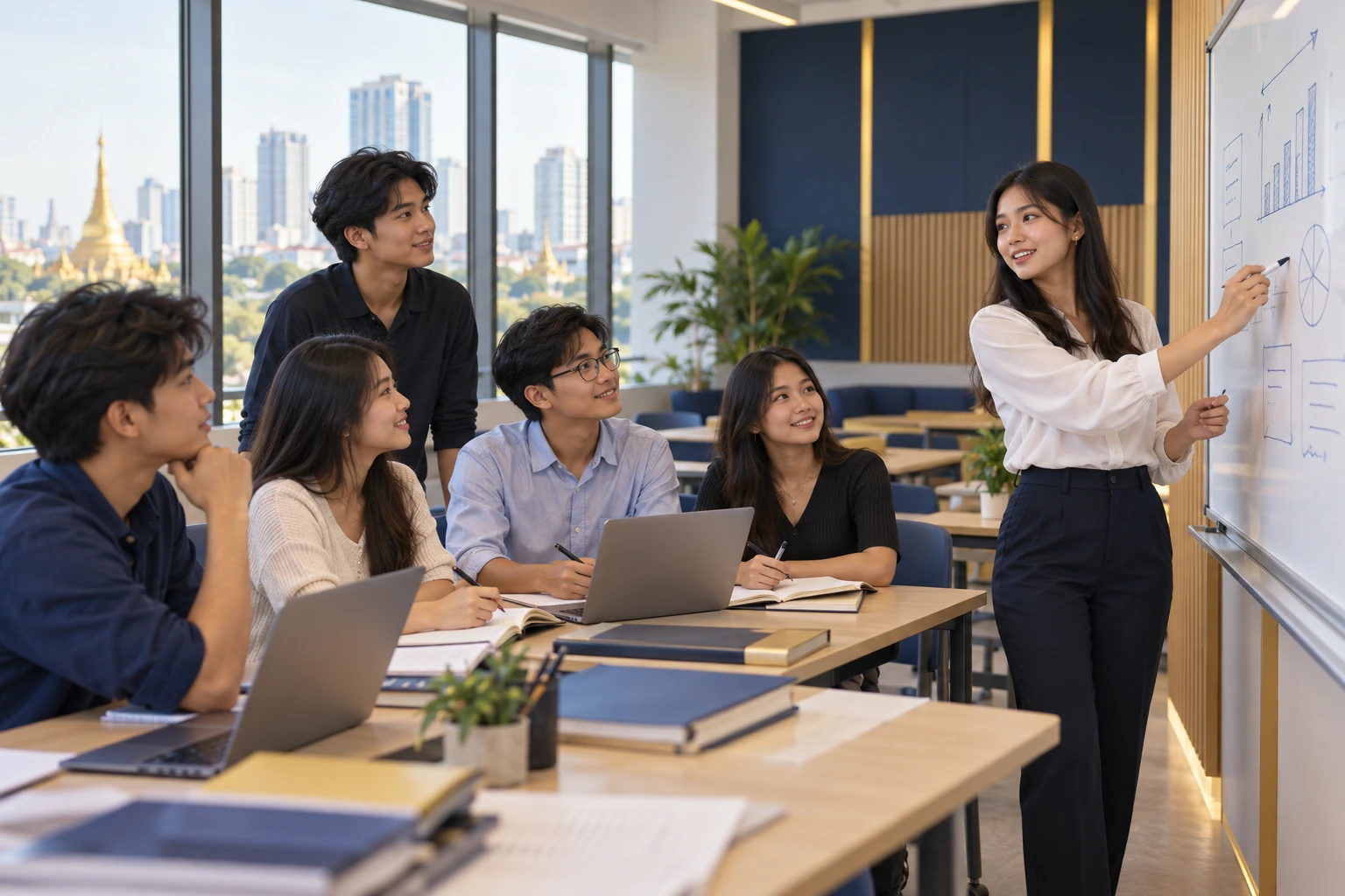 Students taking part in a classroom activity