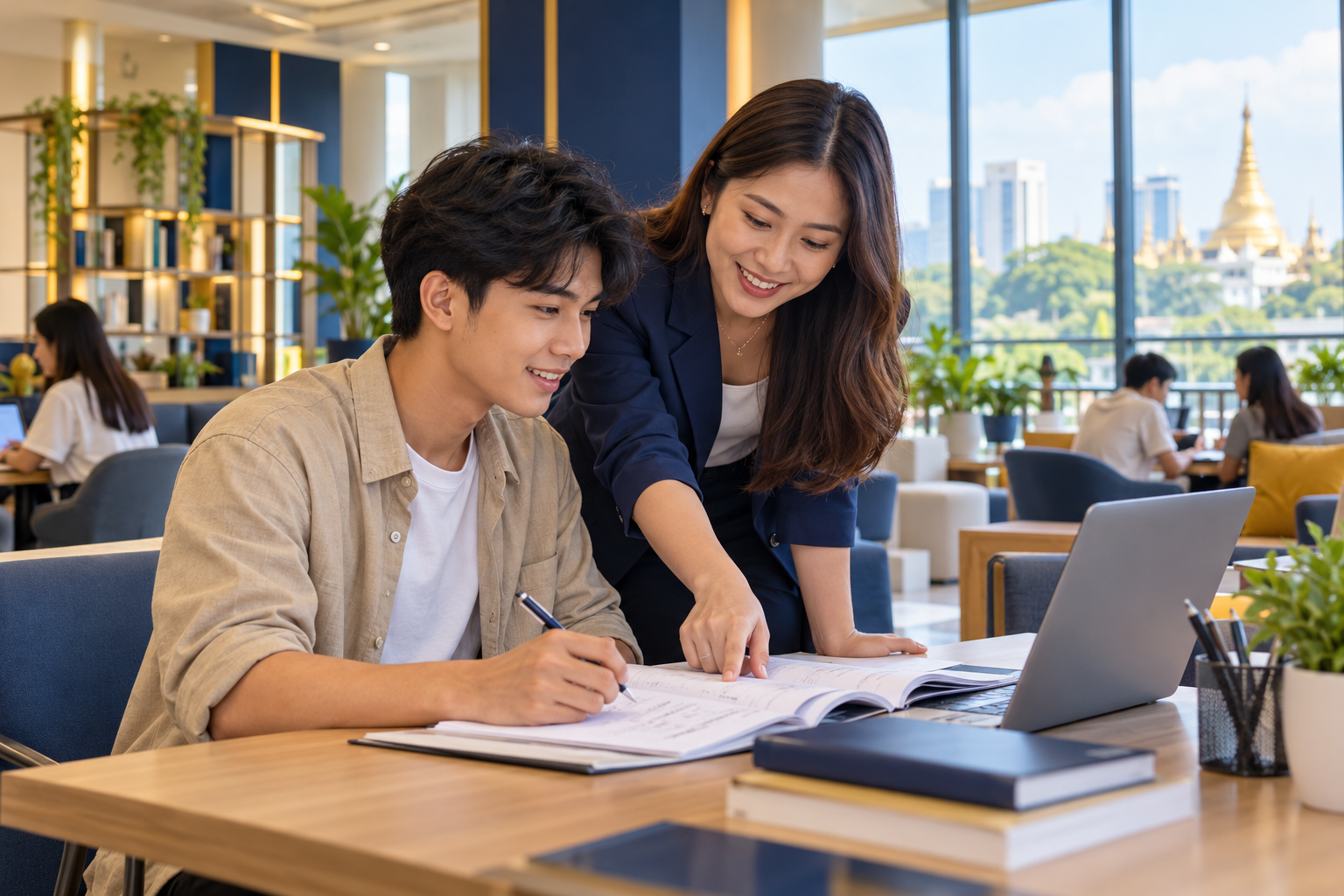 A student receiving learning support