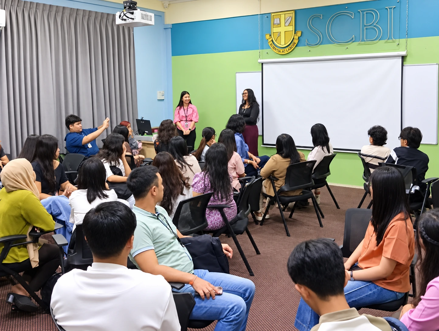 SCBI students gathered for a classroom community activity
