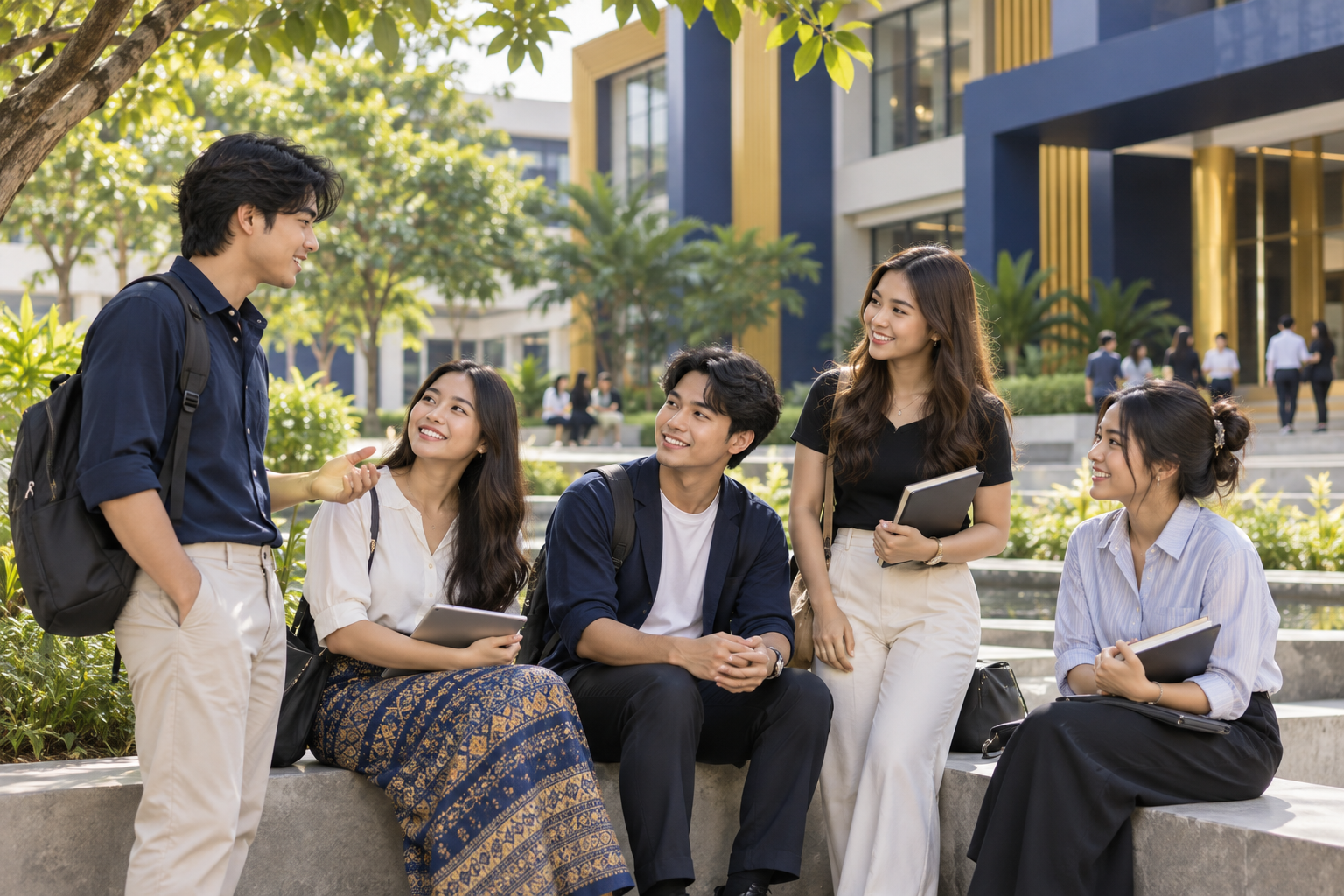 Students connecting on campus